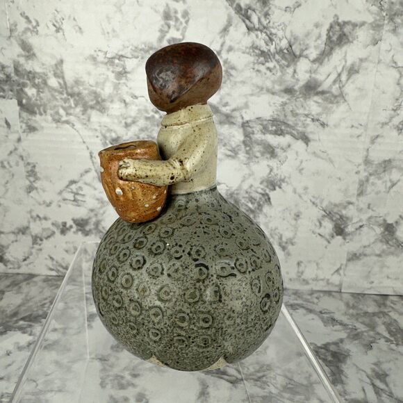 Vintage UCTCI Japanese Pottery Figurine Girl Carrying Pot Green Bell Dress - Picture 2 of 6